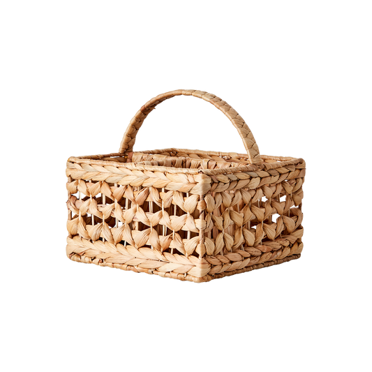 Elegant håndflettede firkantet serveringskurv med 3 rum.