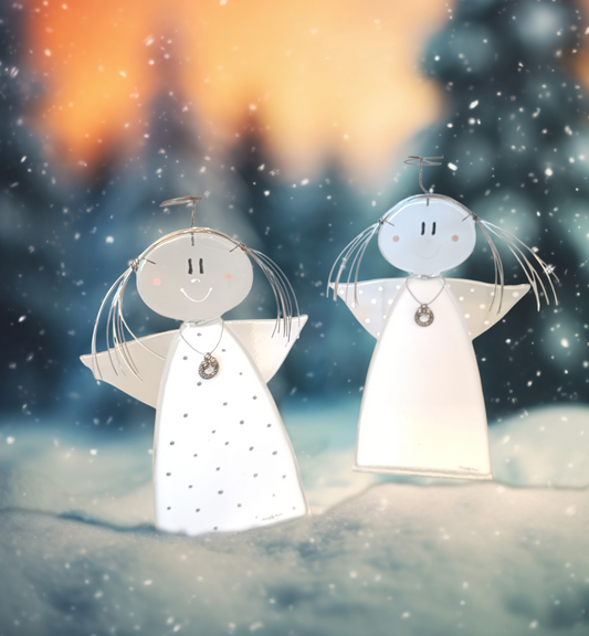 Håndlavet Penny Engle til fyrfadslys – unik glasengel