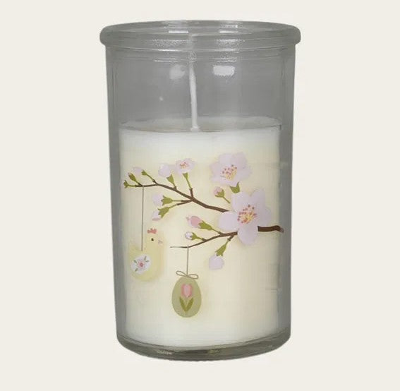 Forårs stearinlys i glas.