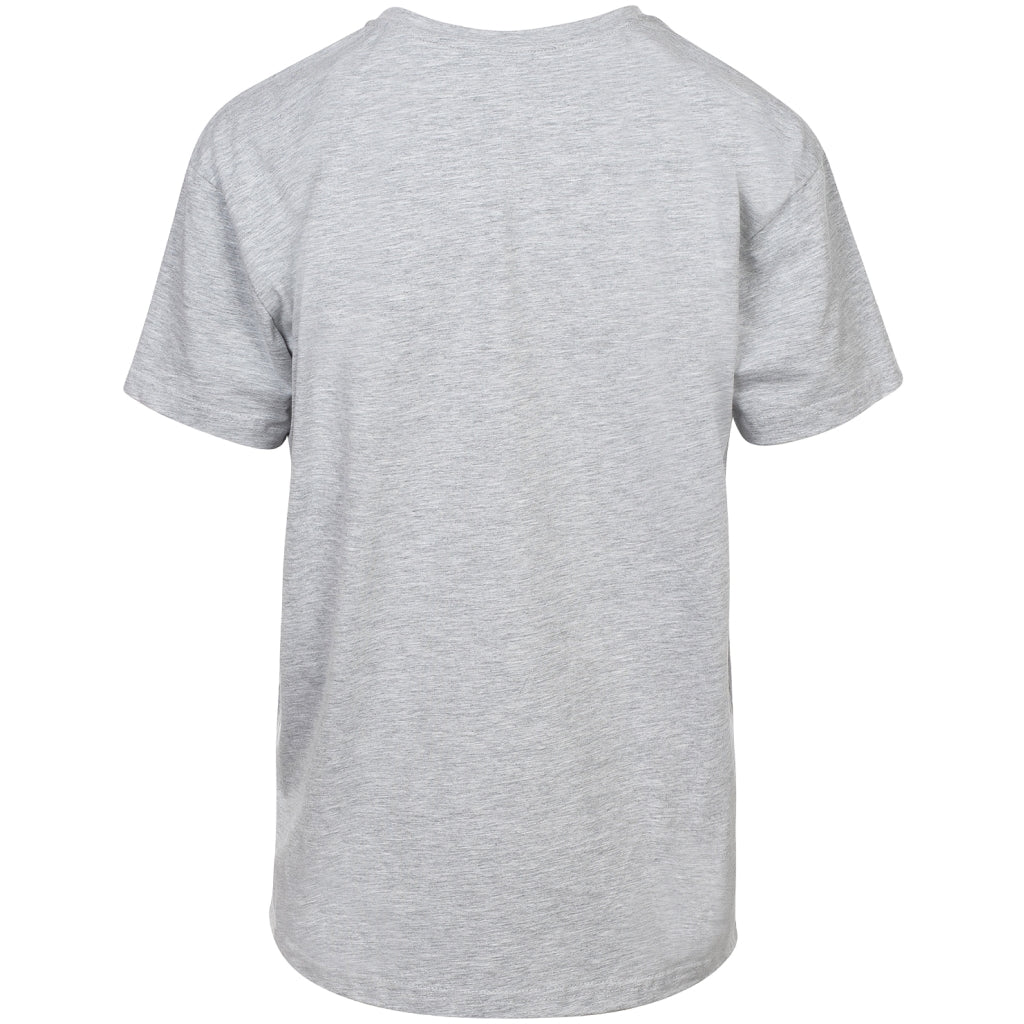 Grå T-shirt med mønstre.