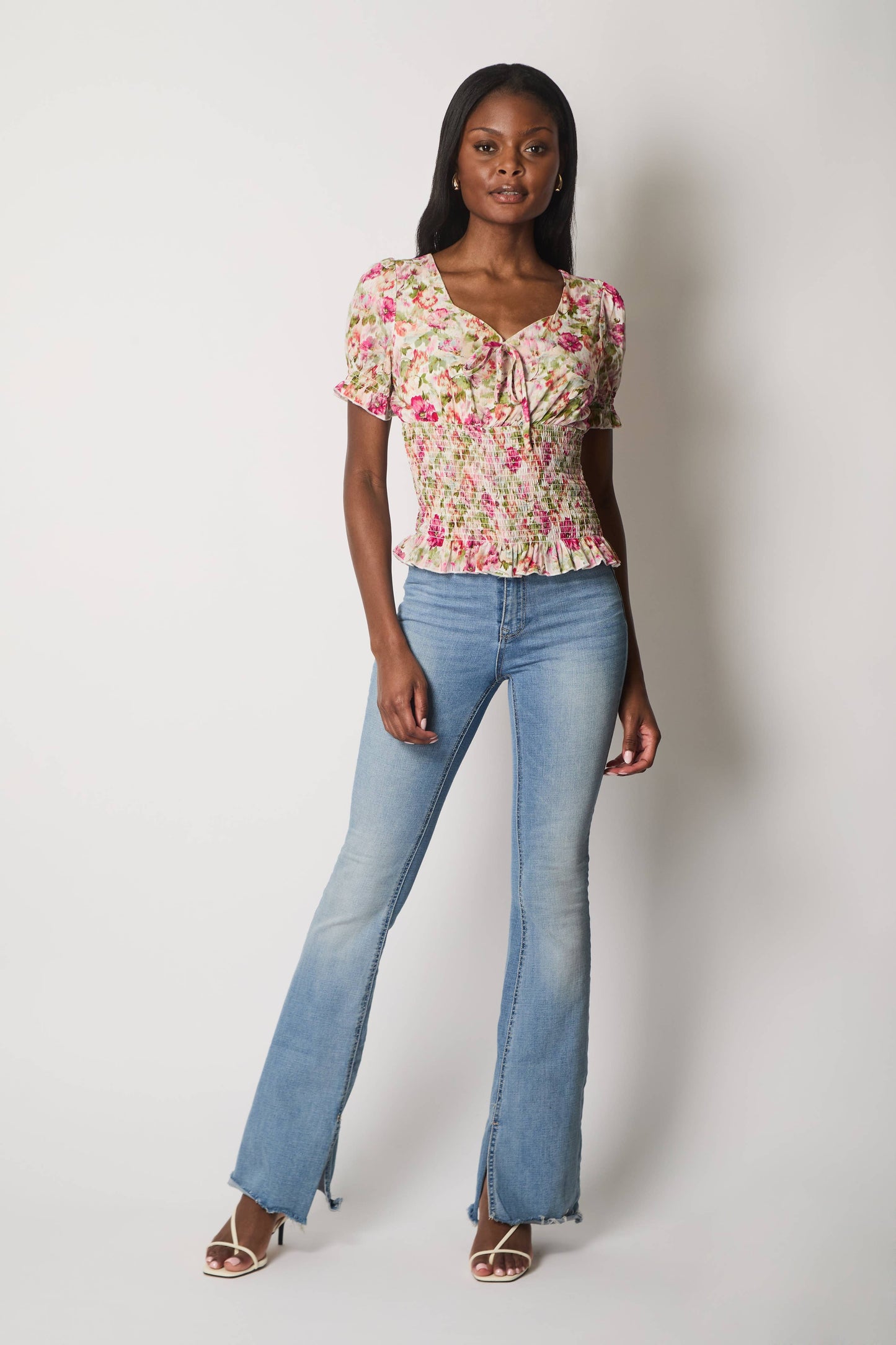 Blomstret Smock Talje Top.