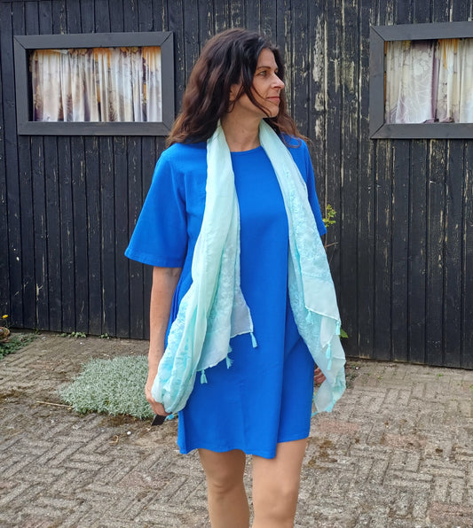 Cobolt blå sommertunika i hørblanding.