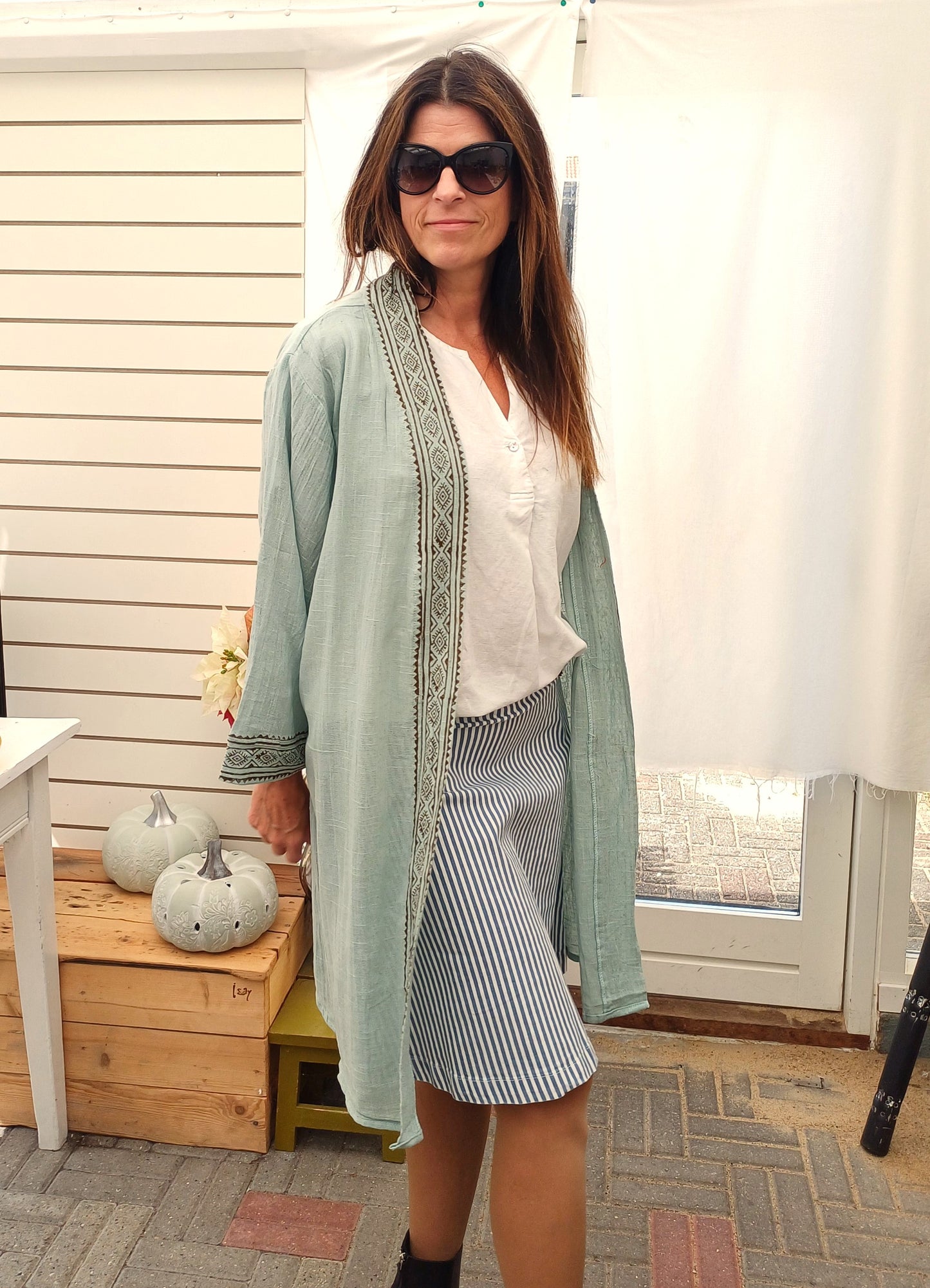 Kimono i mintgrøn.