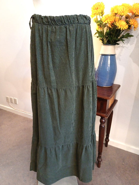 ASP Sia lang fløjl nederdel i army – corduroy skirt