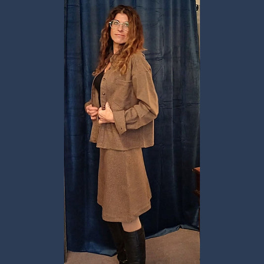 Brun tweed look skjortejakke – klassisk og stilfuldt