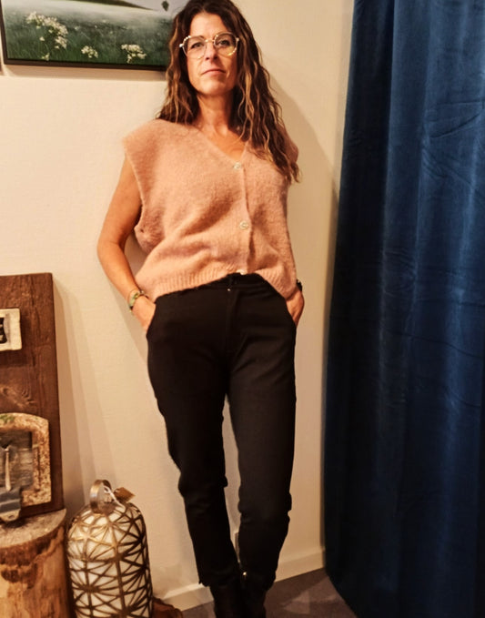 Sort Sandy bukser med høj talje i klassisk elegant stil