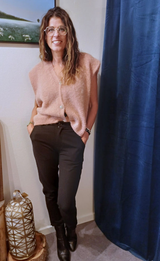 Sort Sandy bukser med høj talje i klassisk elegant stil