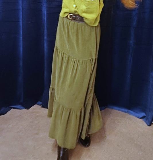 ASP Sia lang fløjl nederdel i army – corduroy skirt