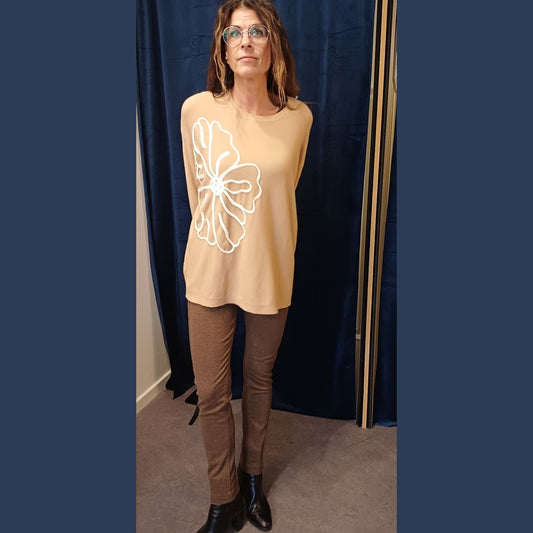 Brun tweed look APS bukser med bæltestropper.