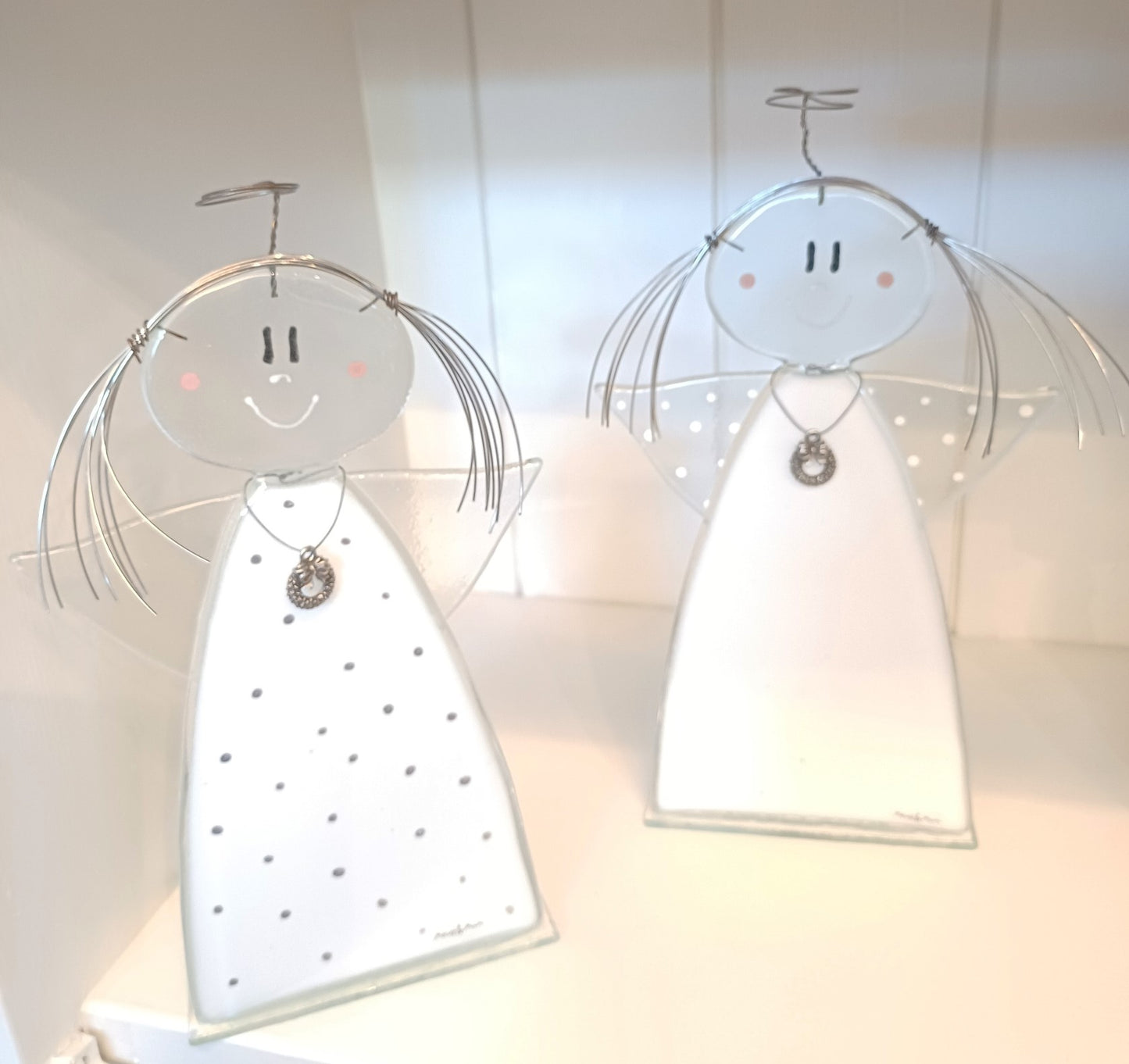 Håndlavet Penny Engle til fyrfadslys – unik glasengel