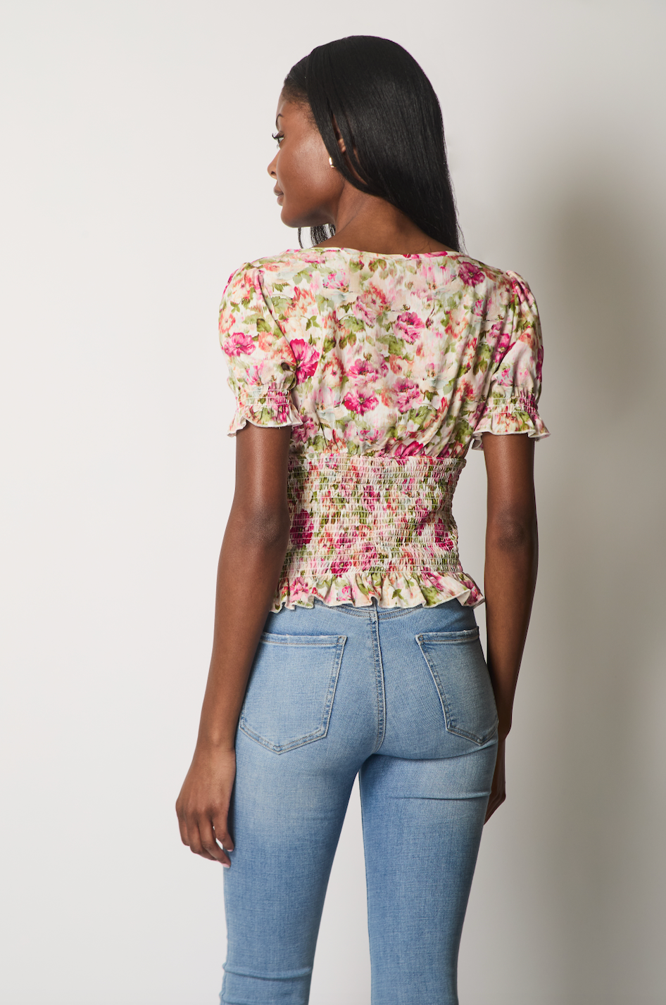 Blomstret Smock Talje Top.