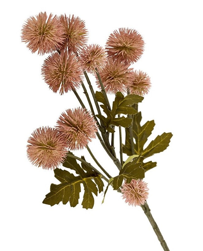 Kunstig blomstergren med lyserøde kugleblomster