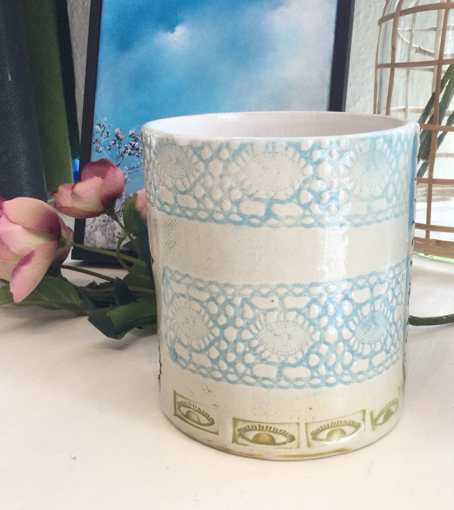Olivengrøn keramik vase