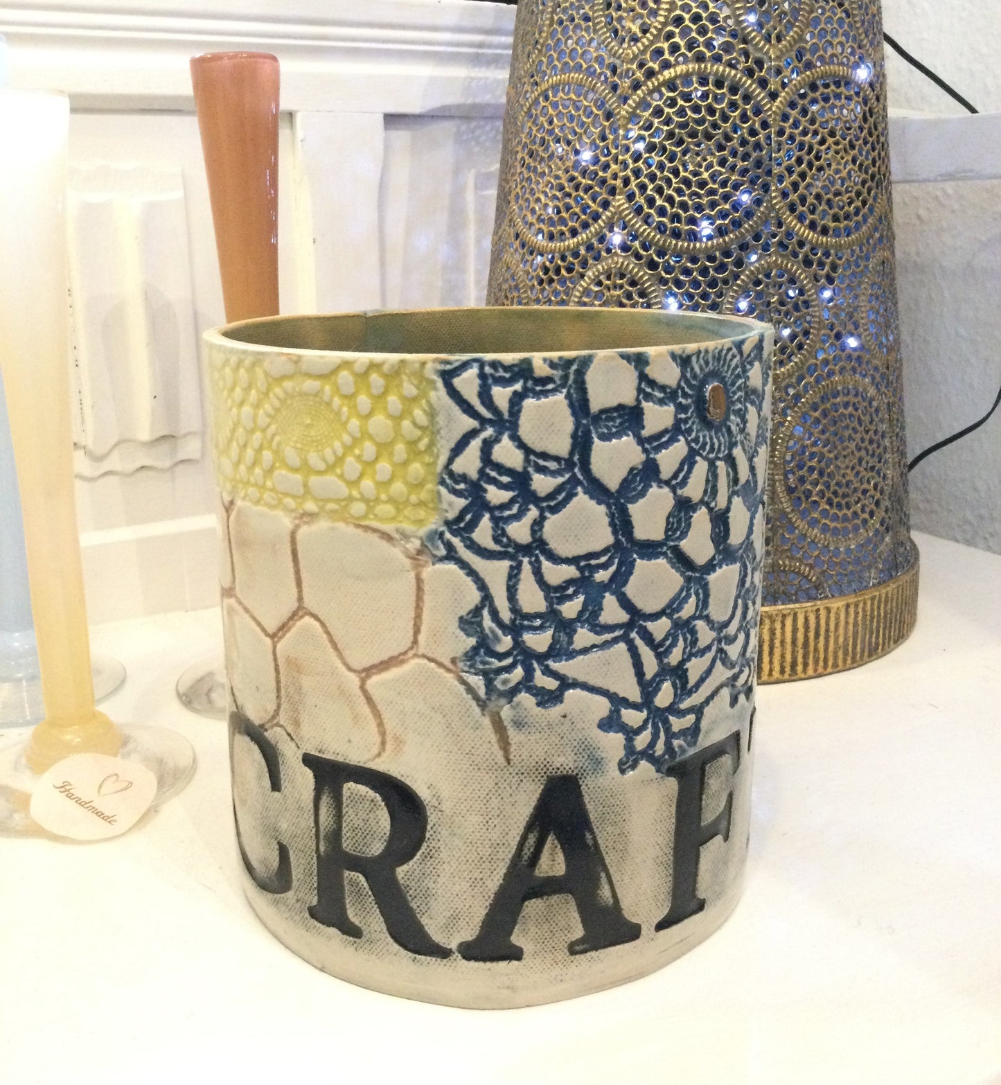 Stor keramik vase med mønster