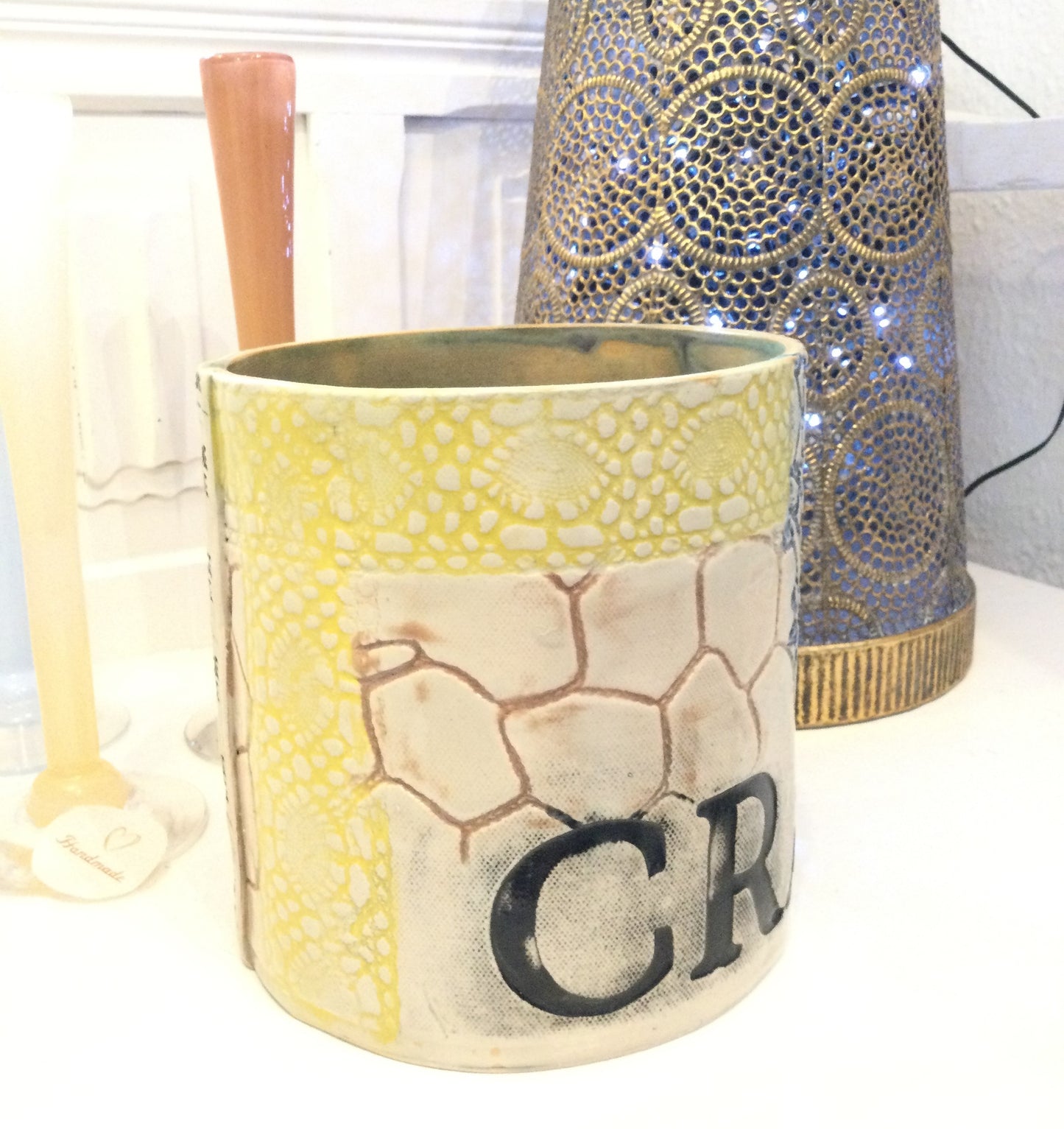 Stor keramik vase med mønster