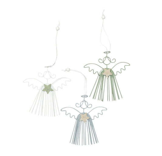 Wire engel med stjerne – elegant juleophæng i metal