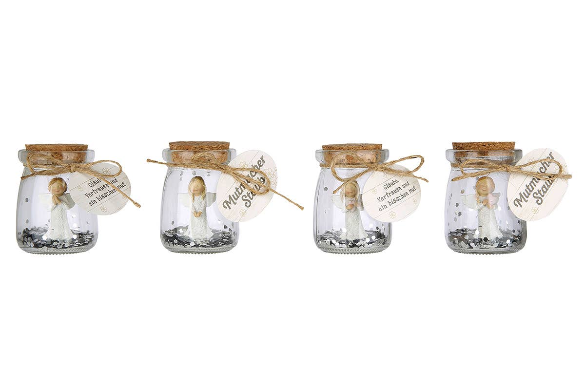 Lille engel i glas med sølvglitter – Engle samler