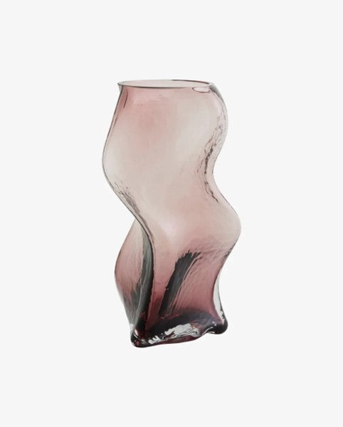 Flame glas vase i gammelrosa.
