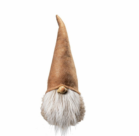 Stor tekstilnisse – hyggelig julepynt med langt skæg og hue