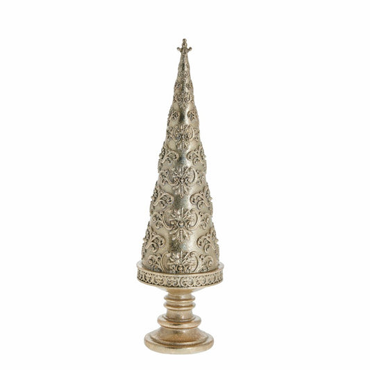 Elegant juletræ i guld med glimmer – smuk julepynt