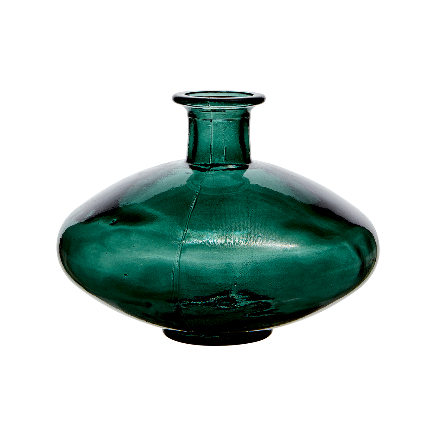 Flaske vase i mørke grøn.