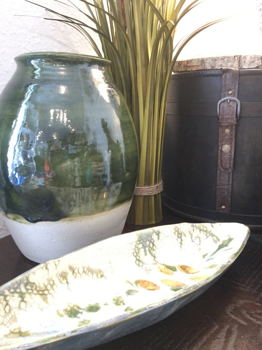 Stor stentøjsvase i mørkegrøn – Håndlavet af Lars Kähler