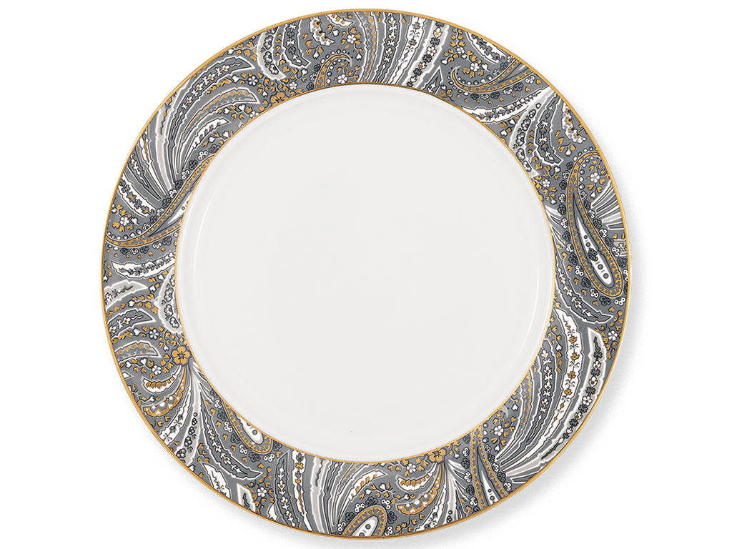 Stor tallerken i grå og guld
