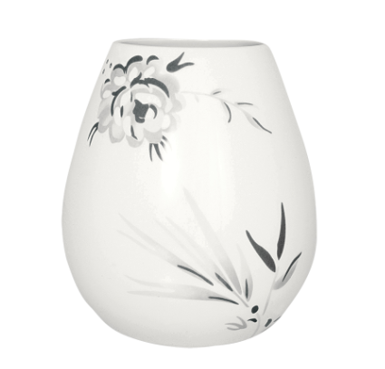 Porcelæns vase med grå blomster