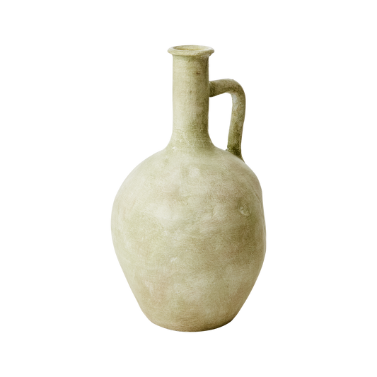 Grøn terracotta vase.
