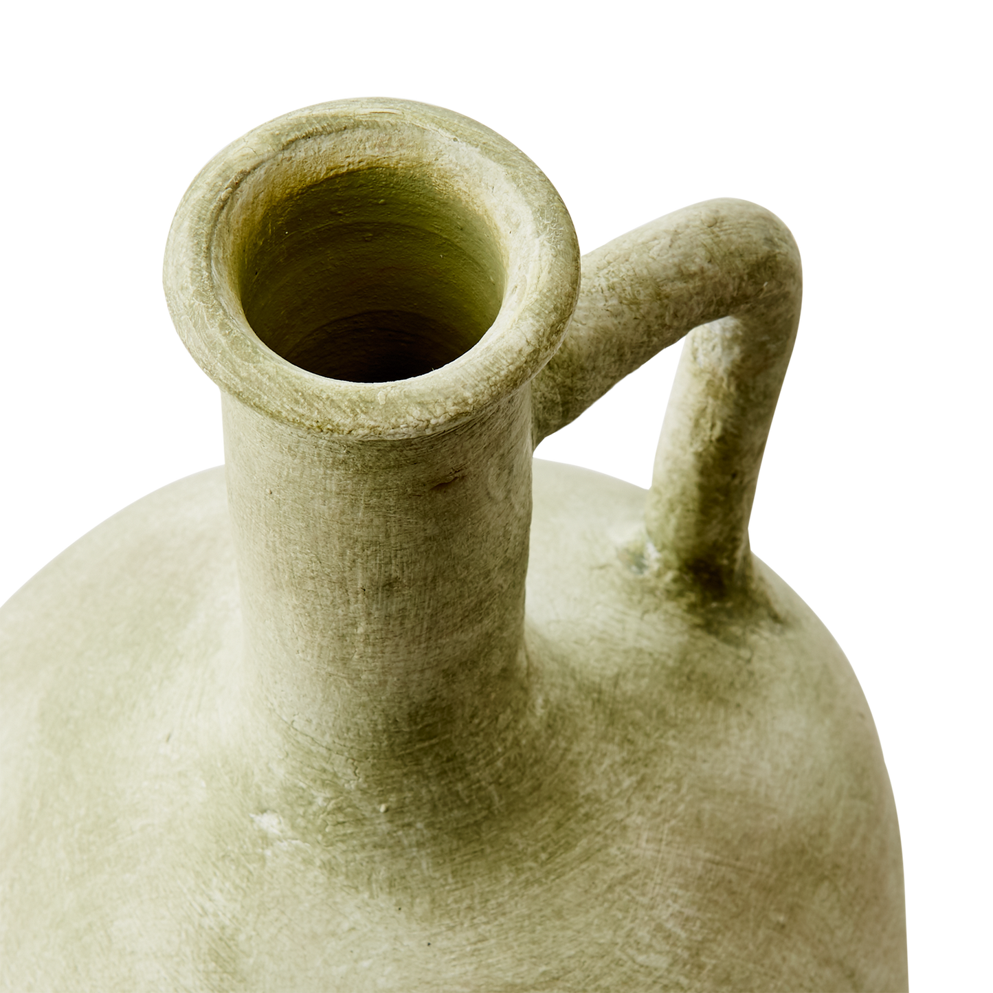 Grøn terracotta vase.