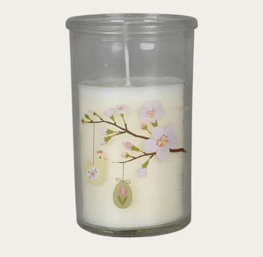 Forårs stearinlys i glas.