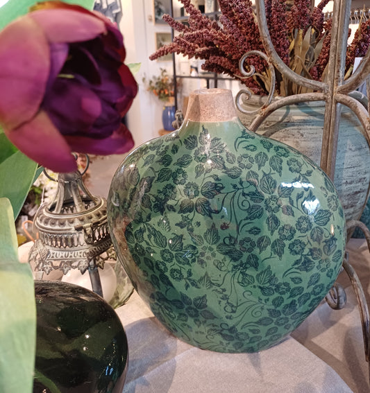 Fransk rustik grøn vase.