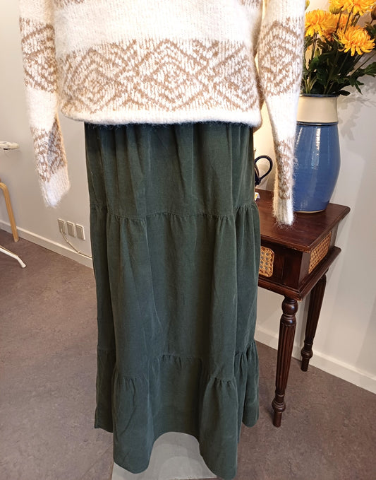ASP Sia lang fløjl nederdel i army – corduroy skirt