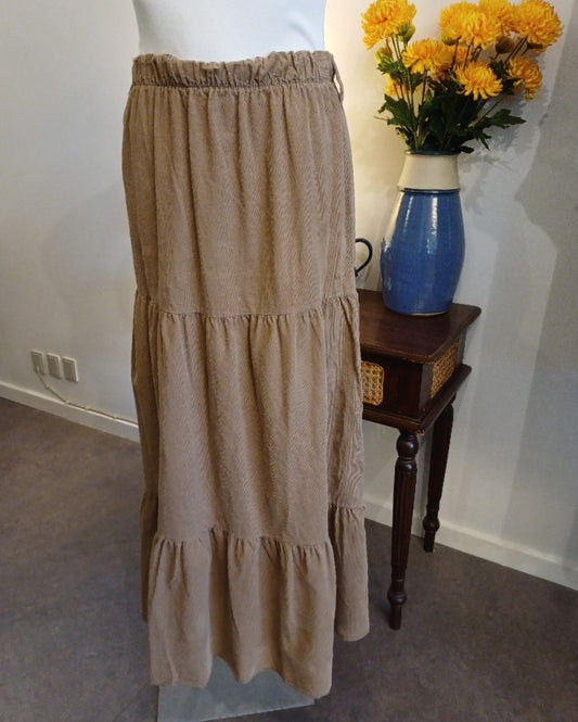 ASP Sia lang fløjl nederdel i camel – corduroy skirt