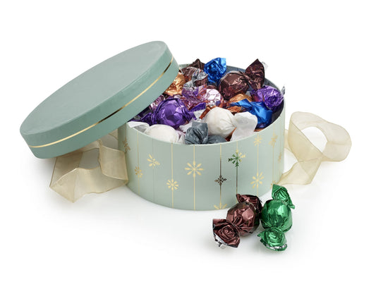Rund Hatteæske Mint Snefnug, Mixede Chokoladekugler