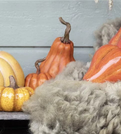 Dekorativt efterårspynt Græskar orange – og til Halloween.