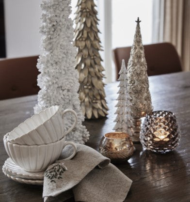 Lille elegant juletræ i guld med glimmer – smuk julepynt