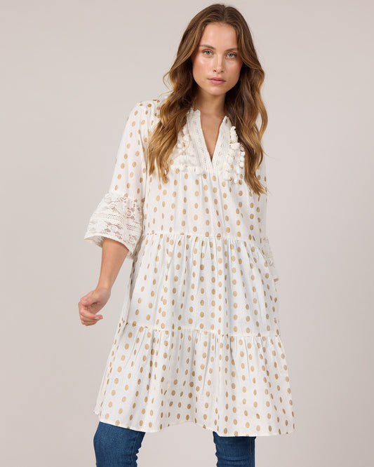 Boho dot kjole eller tunika.