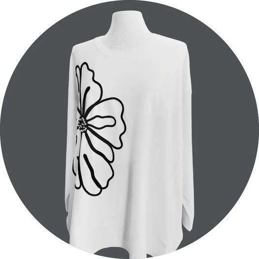Sweatshirt med blomstermotiv – Løs pasform i flere farver