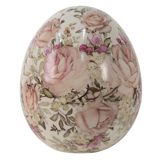 Lyserød fransk rosen motiv på keramik æg.