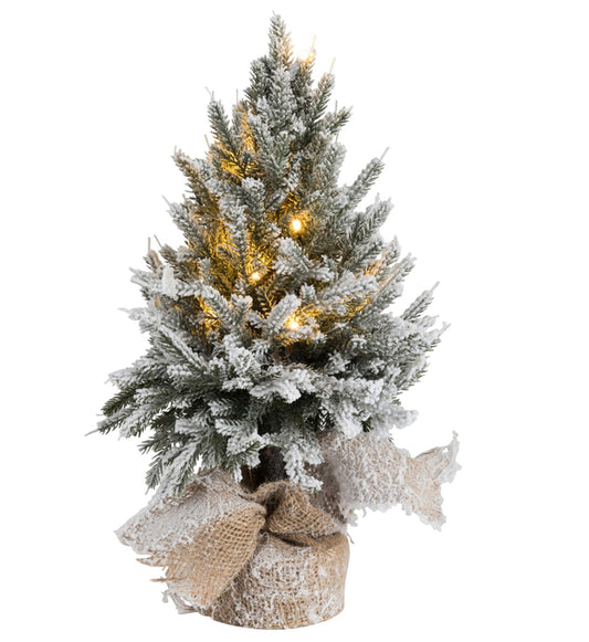 Juletræ med sne og LED lys.