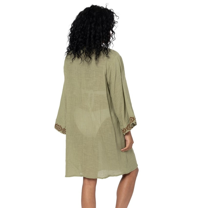 Kimono i olivengrøn.