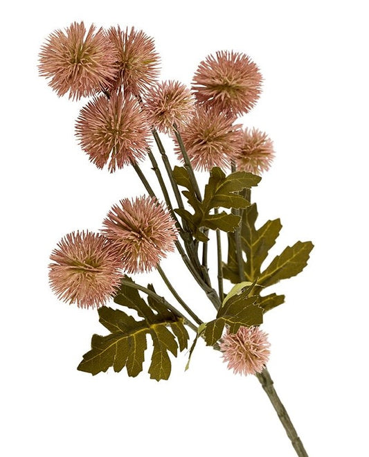 Kunstig blomstergren med lyserøde kugleblomster