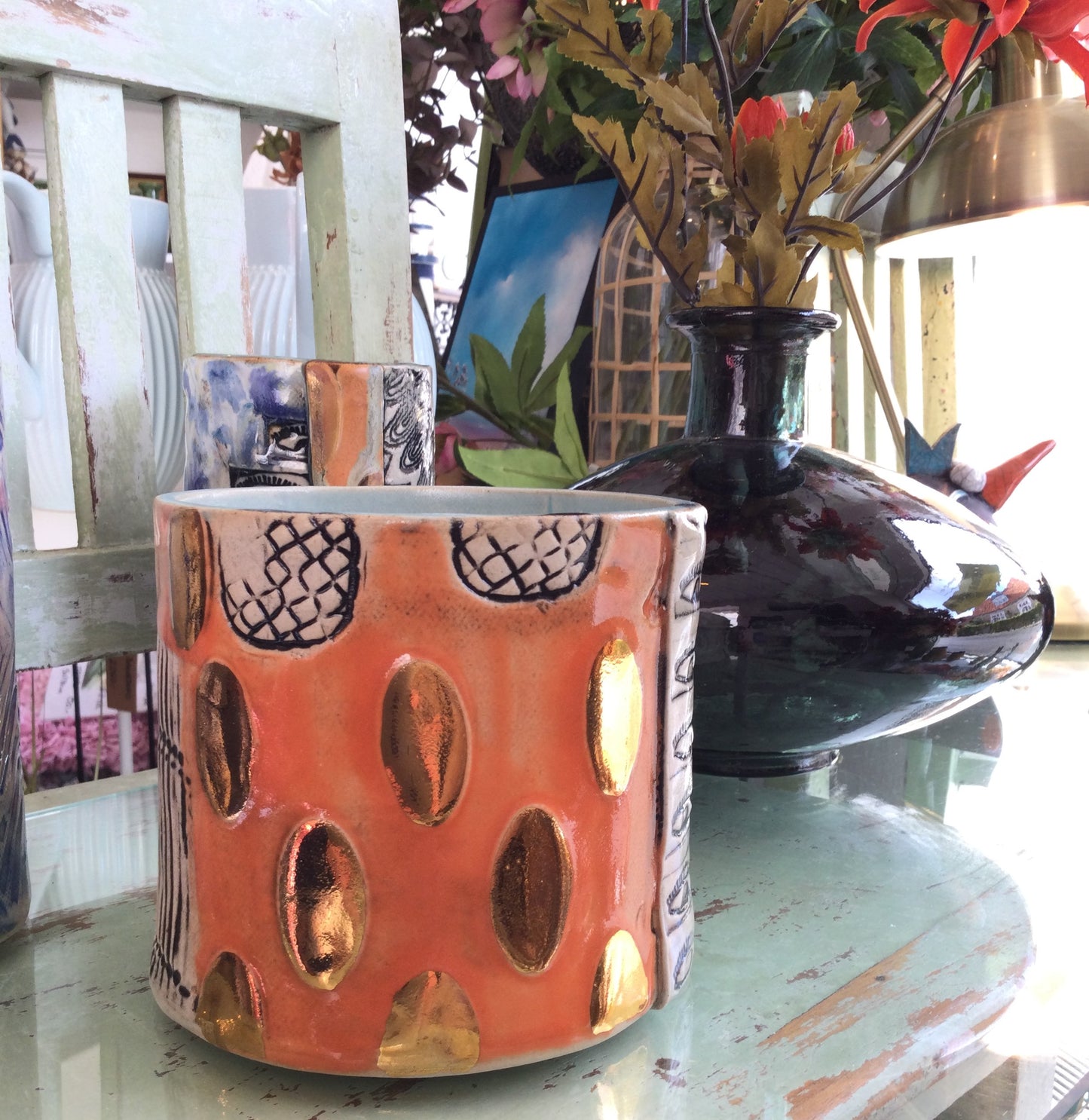 Orange vase fra Inge Frederiksen