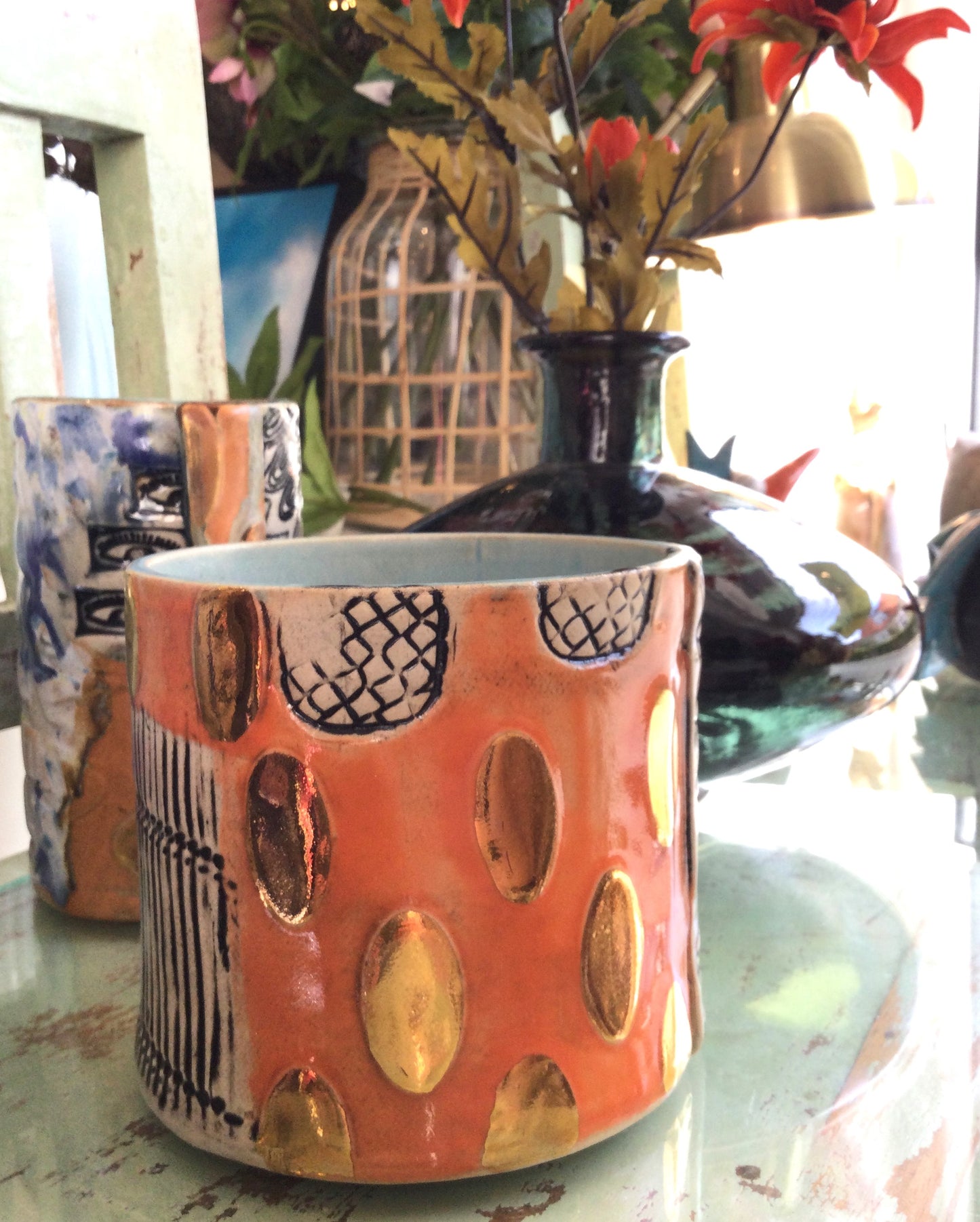Orange vase fra Inge Frederiksen