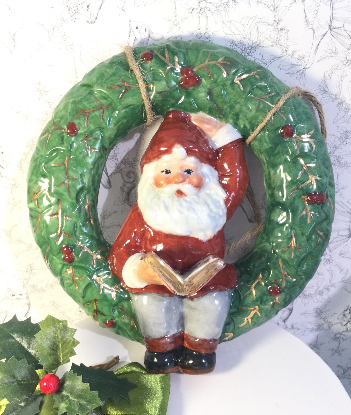 Julekrans med nisse.