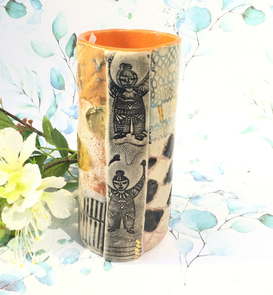 Cylinder keramik vase i orange.