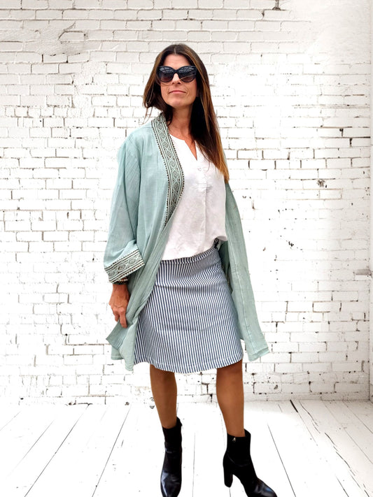 Kimono i mintgrøn.