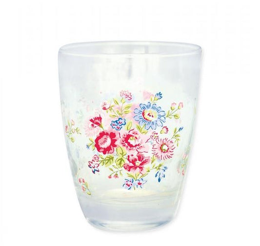 Vandglas med blomster mønster.