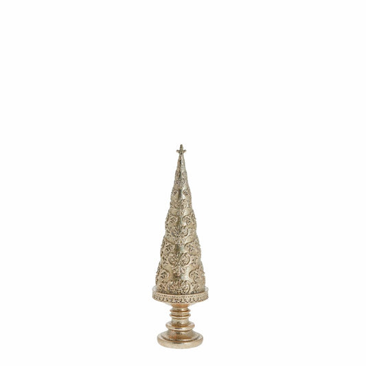 Lille elegant juletræ i guld med glimmer – smuk julepynt